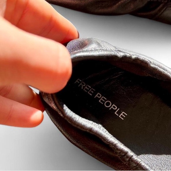 Free People Black Leather Mary Jane Ballet Flats Size 8.5 - Picture 3 of 6